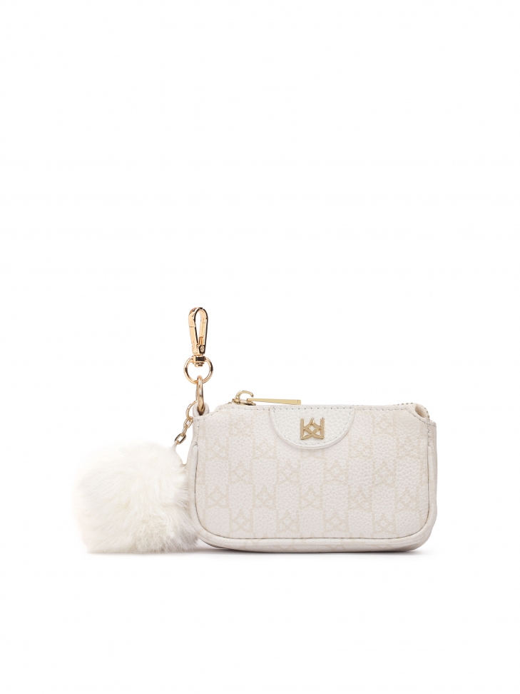 Llavero monedero de piel con pompón ELLENTON