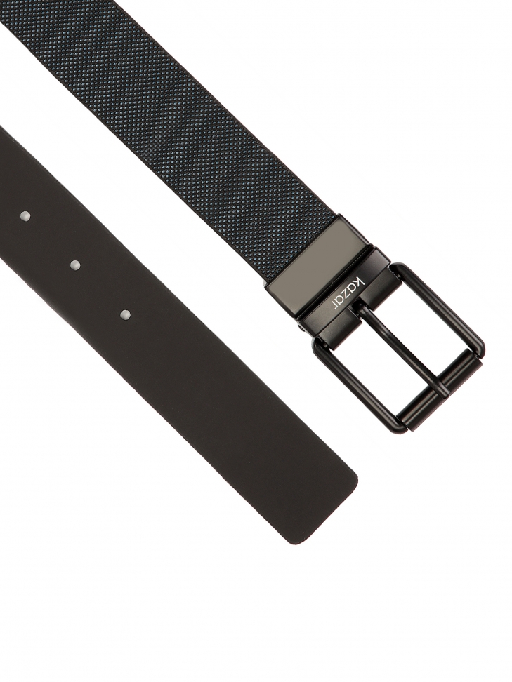 Cinturón de caballero de doble cara en piel repujada y lisa CHAOS