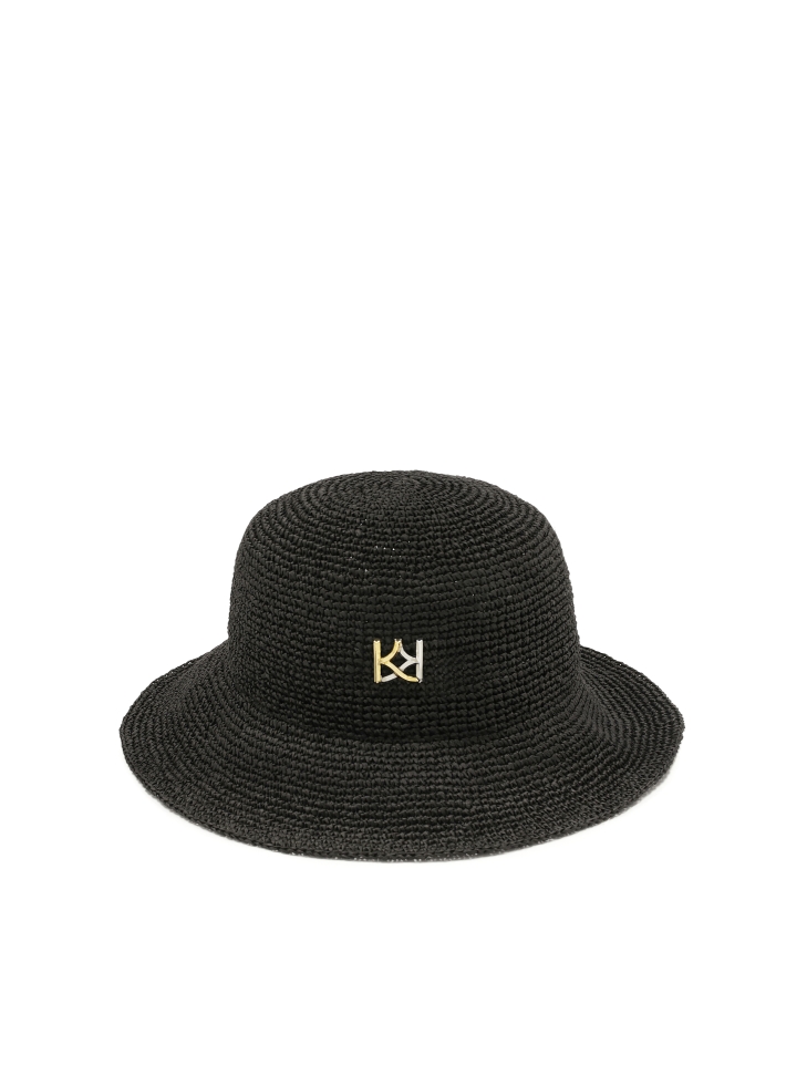 Sombrero de paja negro con monograma LAGUNA