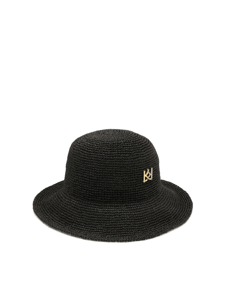 Sombrero de paja negro con monograma LAGUNA