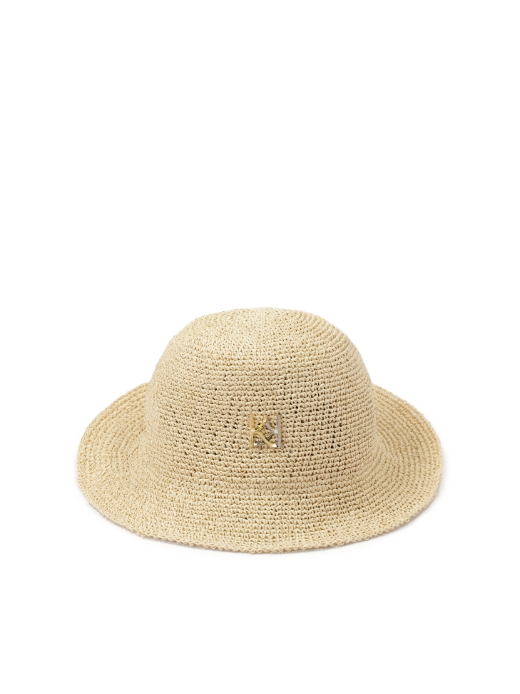 Sombrero de paja beige con monograma LAGUNA