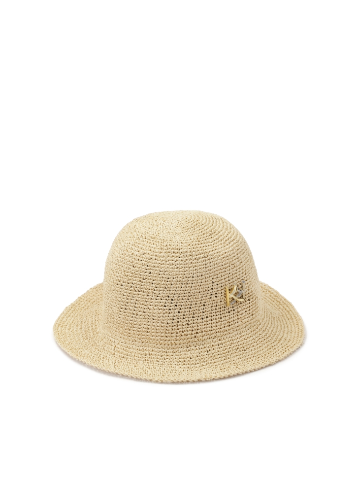 Sombrero de paja beige con monograma LAGUNA