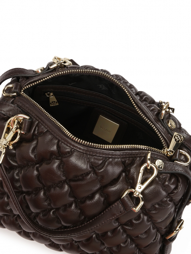 Bolso suave marrón oscuro con asas y correa KEELIN S