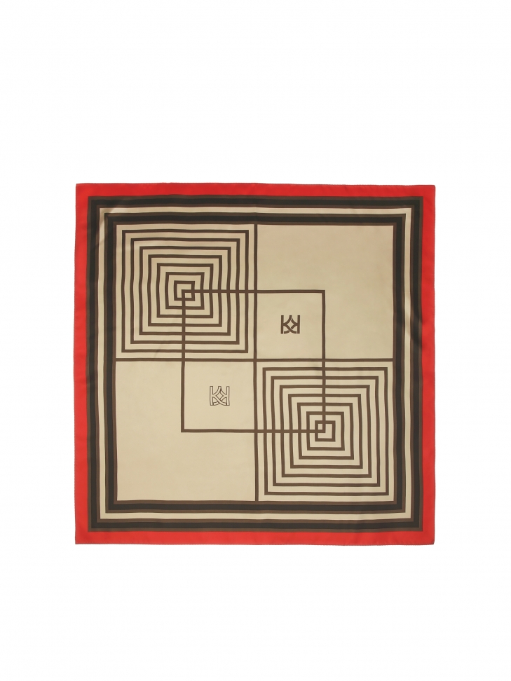 Pañuelo de seda beige y marrón NOME