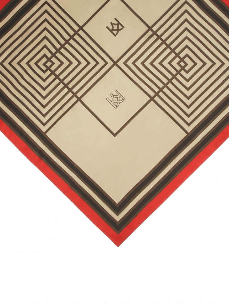 Pañuelo de seda beige y marrón NOME