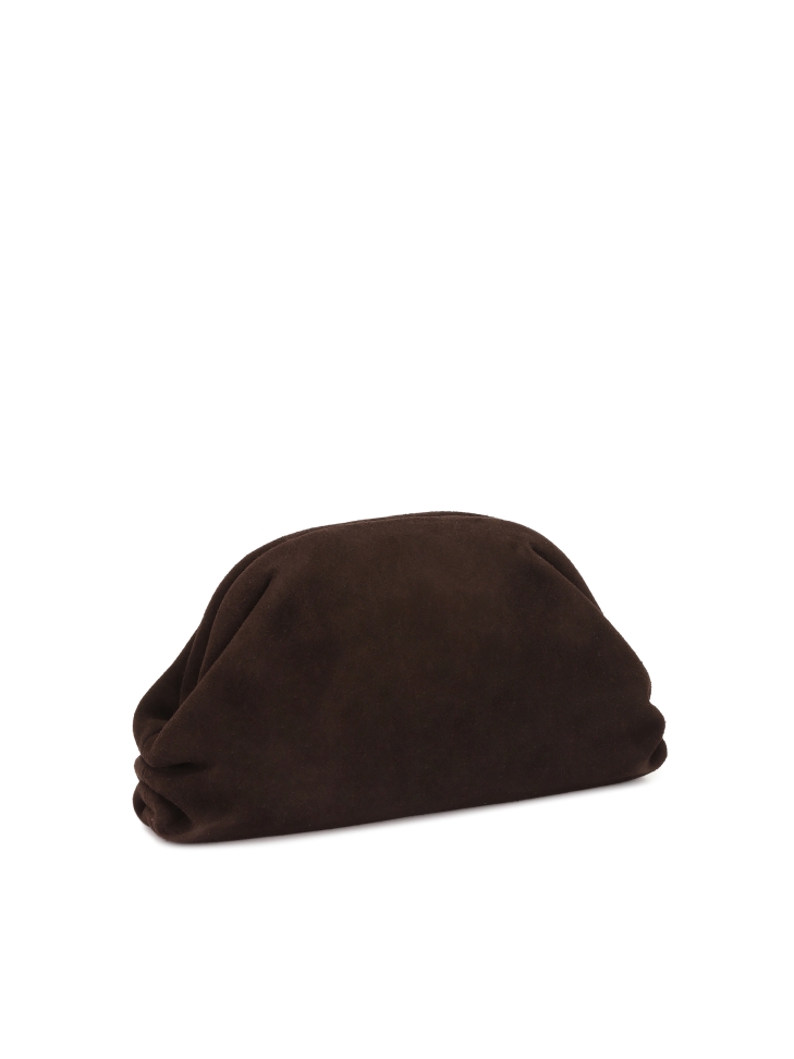 Bolso marrón de ante con marco metálico GLOW