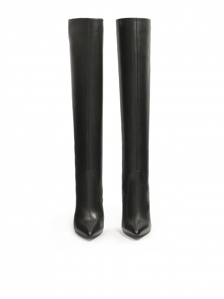 Mosqueteras de cuero negro con parte superior slip-on INGRID