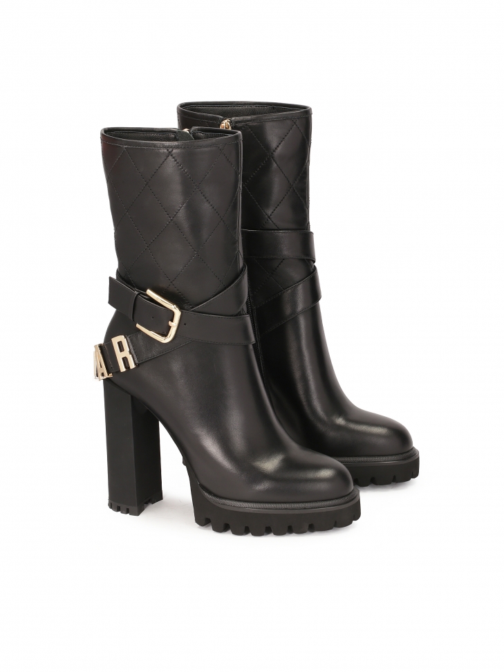 Botines de tacón con una tira con el logotipo alrededor del empeine MORENA