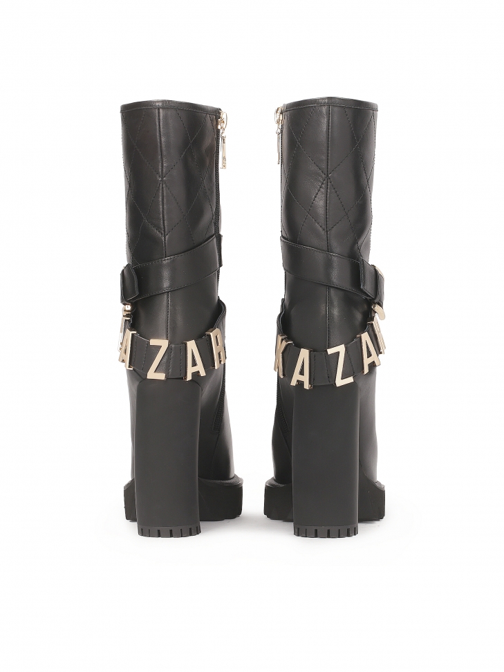 Botines de tacón con una tira con el logotipo alrededor del empeine MORENA