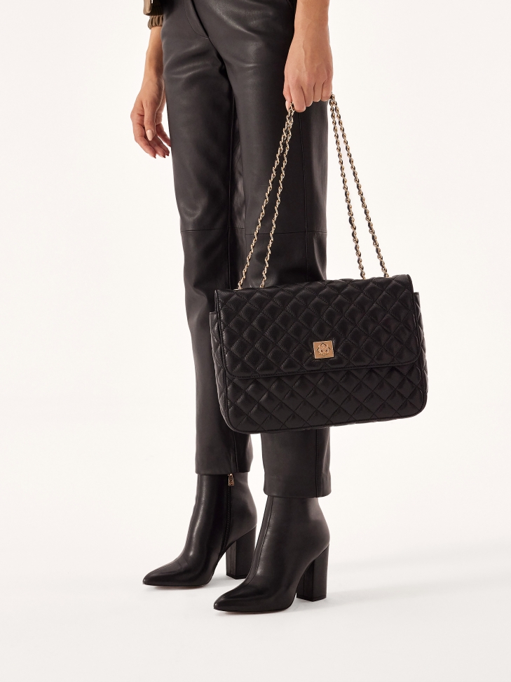 Bandolera de piel negra con estampado acolchado  VIDIA M