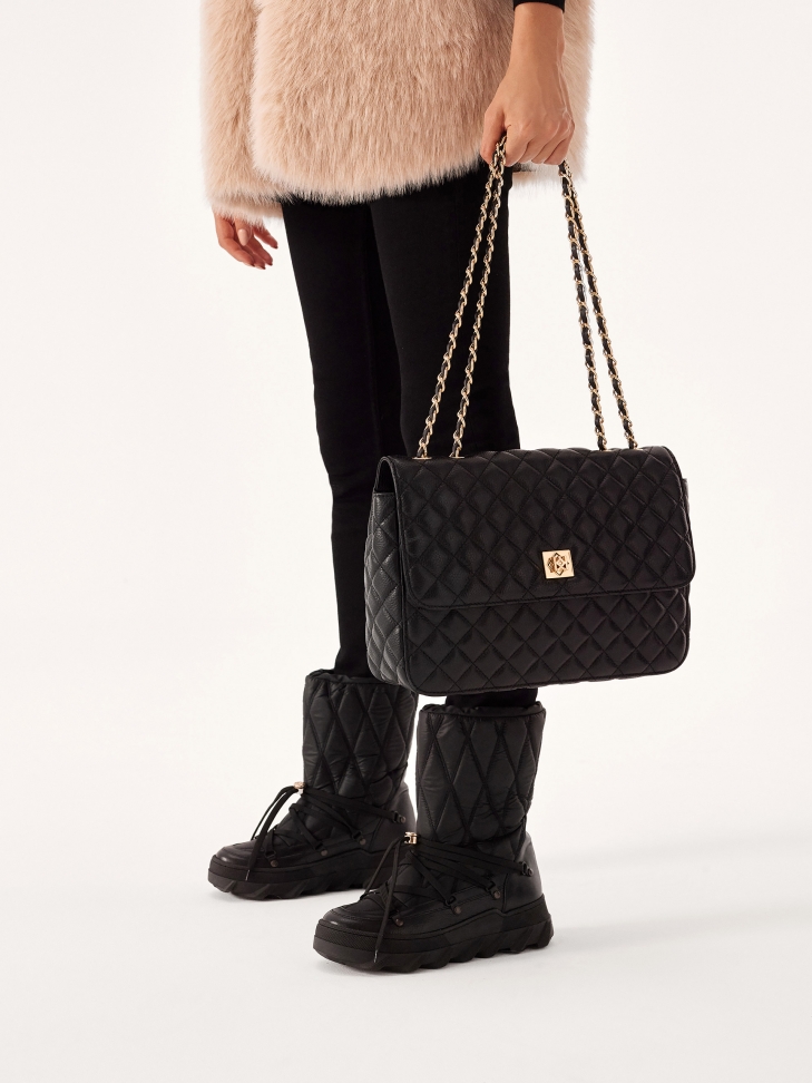 Bandolera de piel negra con estampado acolchado  VIDIA M