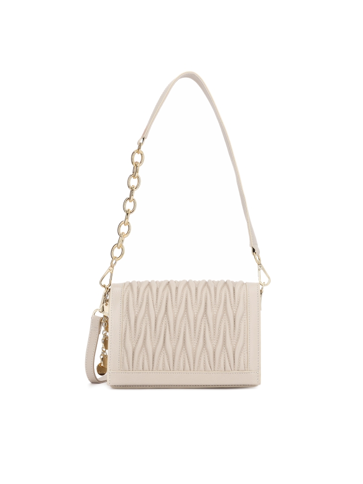 Bolso de piel con drapeado decorativo en la solapa JONNA