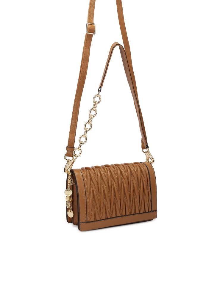 Bolso de piel con solapa acolchada y dos correas  JONNA