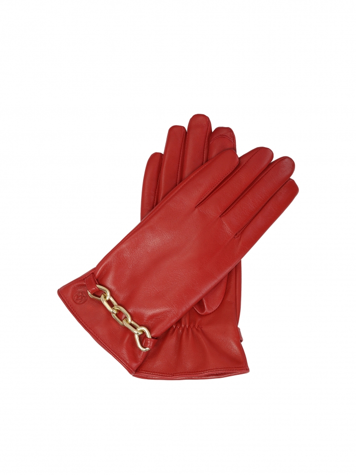 Elegantes guantes rojos con adornos de bisutería  VIVA