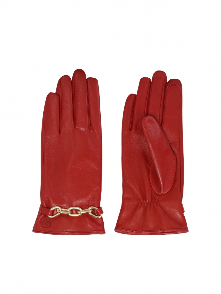 Elegantes guantes rojos con adornos de bisutería  VIVA