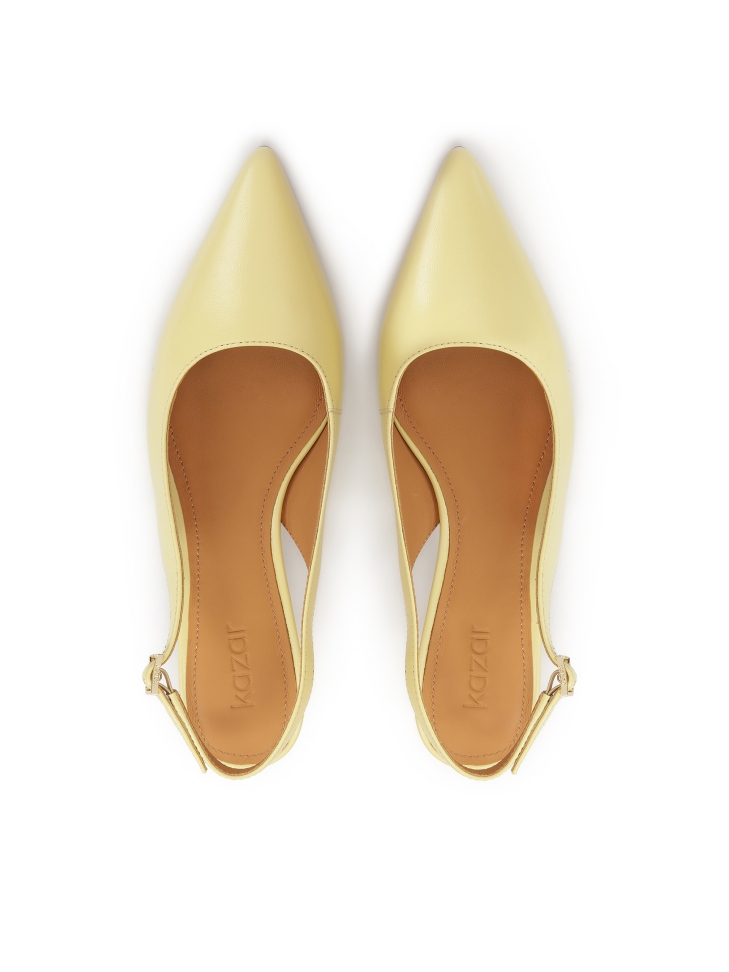 Zapatos de tacón bajo amarillo brillante IRIA