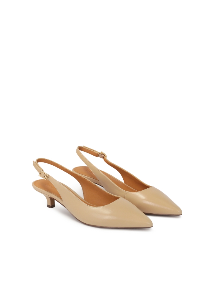 Zapatos de tacón patito de piel beige IRIA