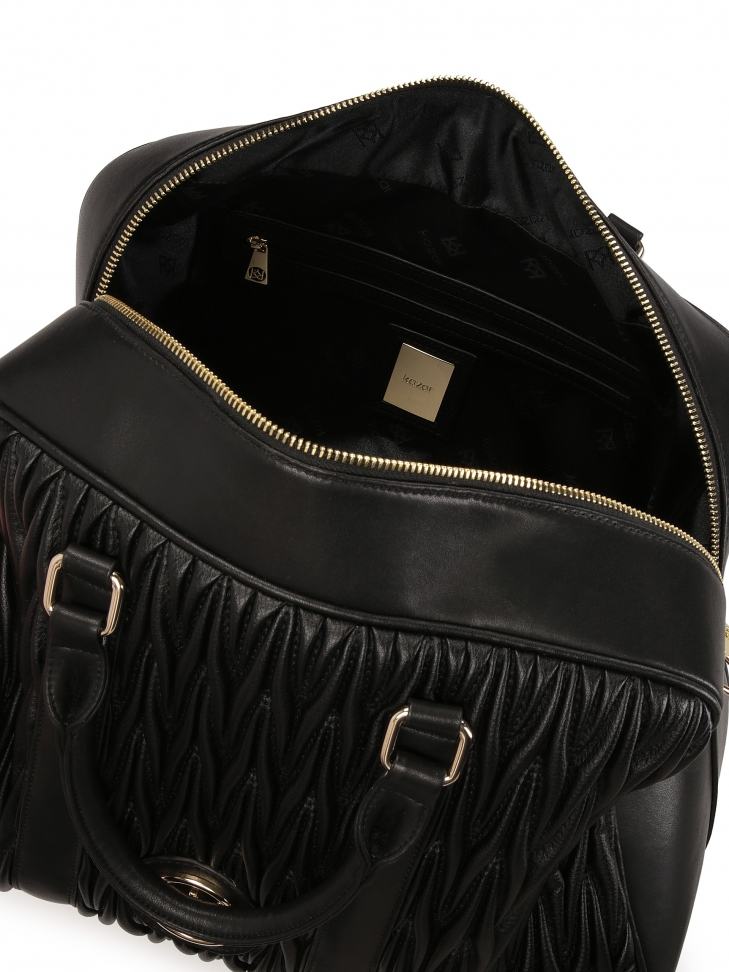 Bolsa de viaje de suave piel acolchada negra TRIP