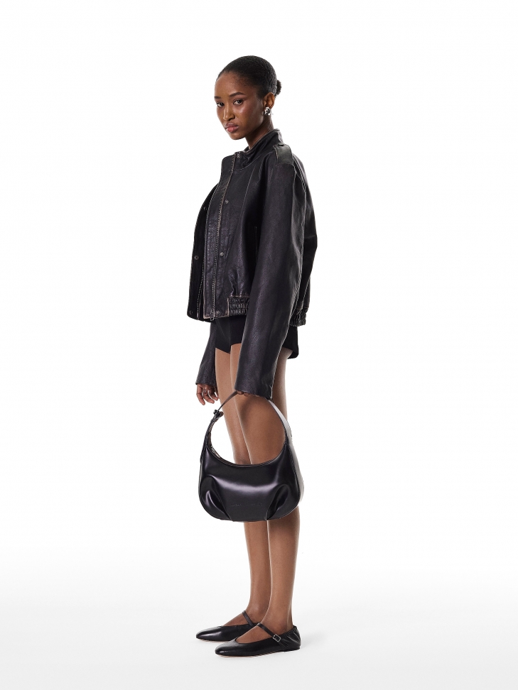 Bailarinas de piel negra con tira de hebilla LETICIA