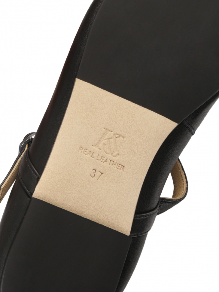 Bailarinas de piel negra con tira de hebilla LETICIA