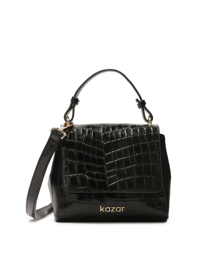 Bolso negro con asa decorada con motivos en relieve KRISTENA