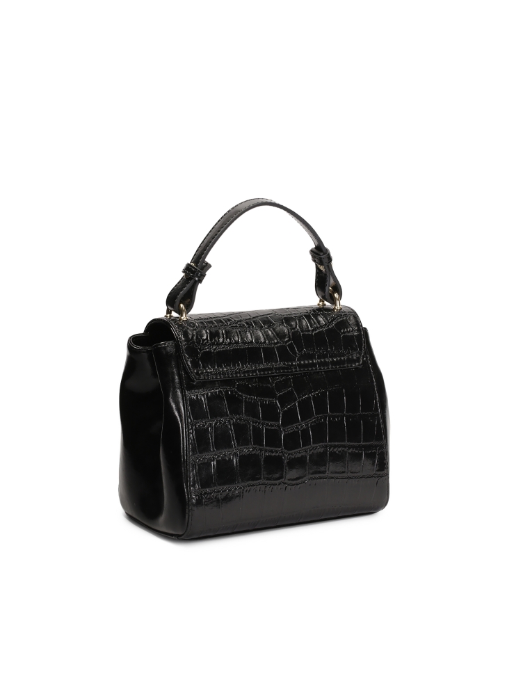 Bolso negro con asa decorada con motivos en relieve KRISTENA