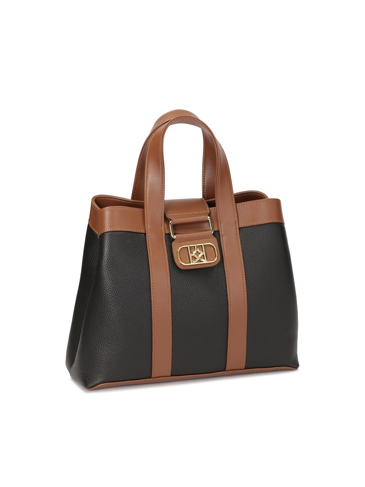 Bolso marrón y negro con asas de mano WILLOW