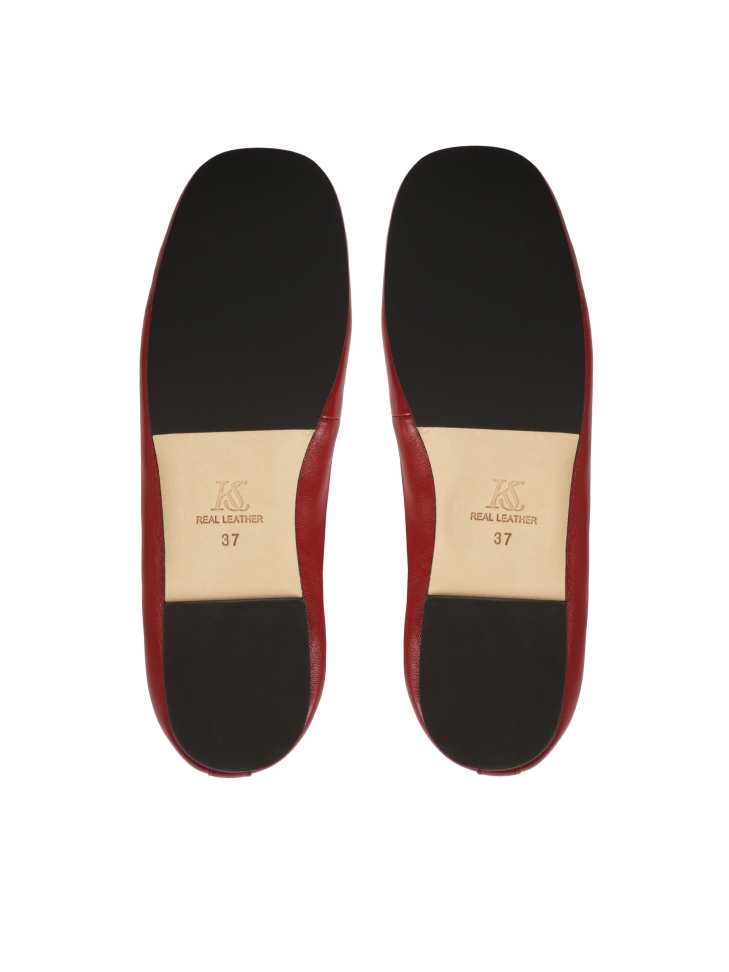 Bailarinas rojas escalonadas con suela de cuero KS AVRIL