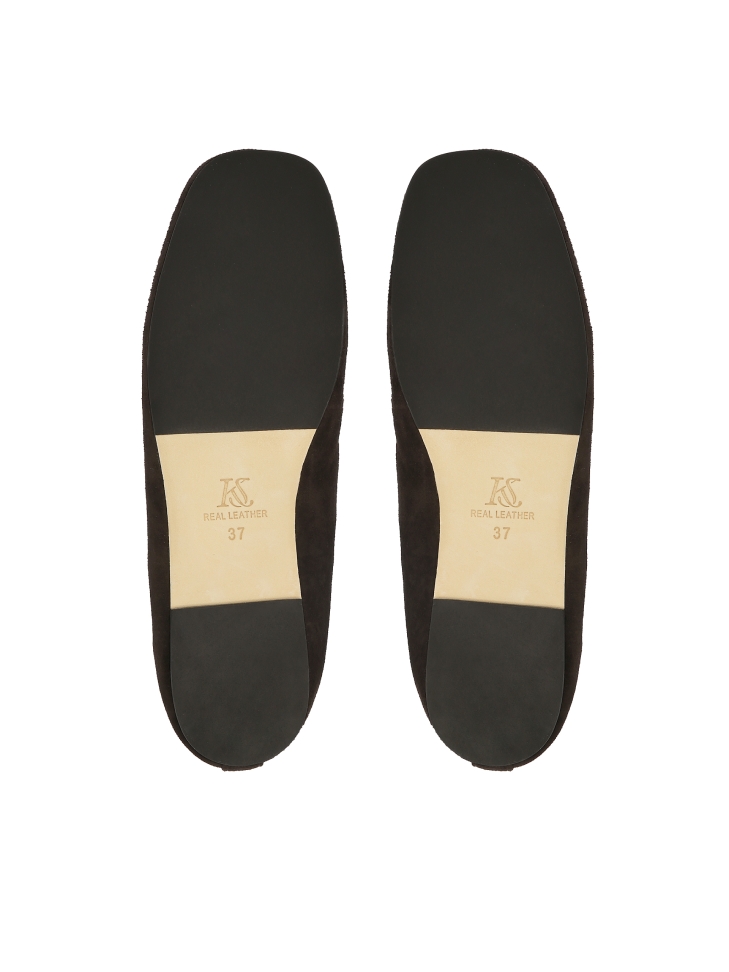 Bailarinas de ante marrón chocolate con cordones KS AVRIL