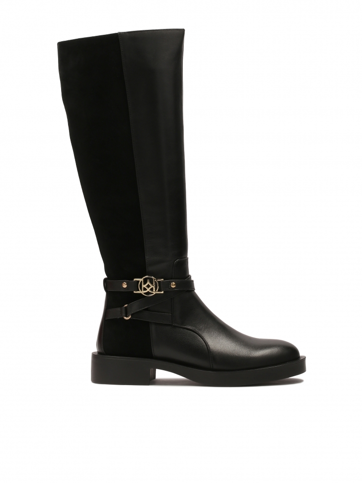 Botas planas de piel lisa y ante CHIRA