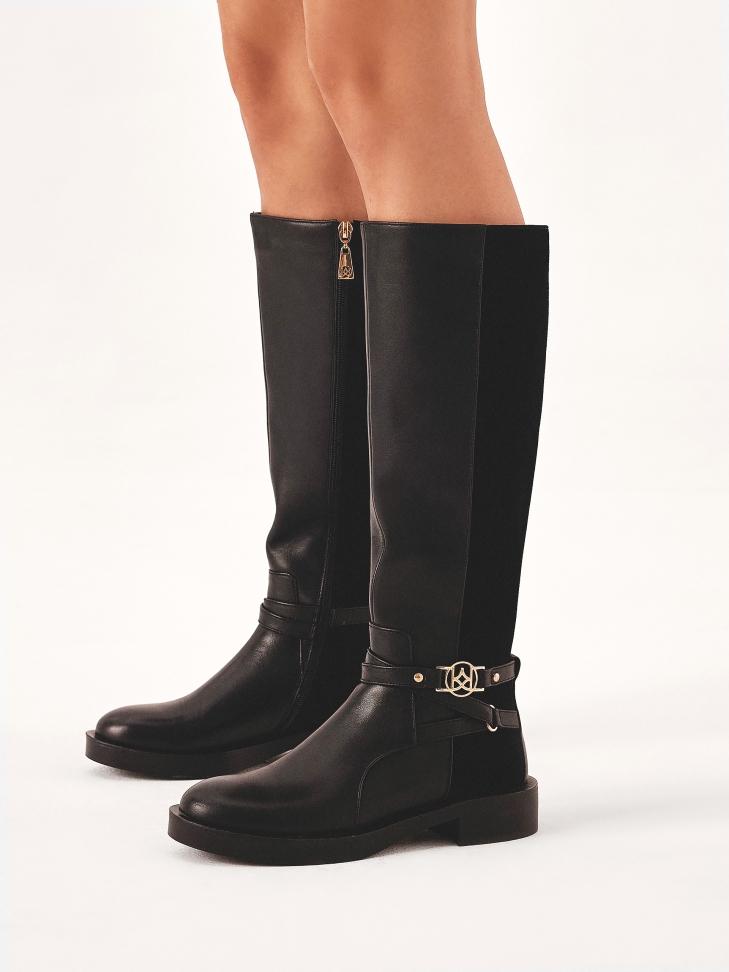 Botas planas de piel lisa y ante CHIRA