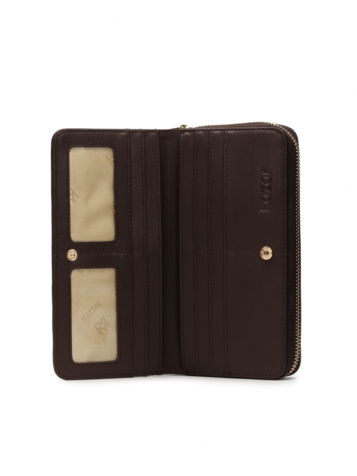 Cartera marrón oscuro con acolchado y logotipo KAZAR ROLETTE