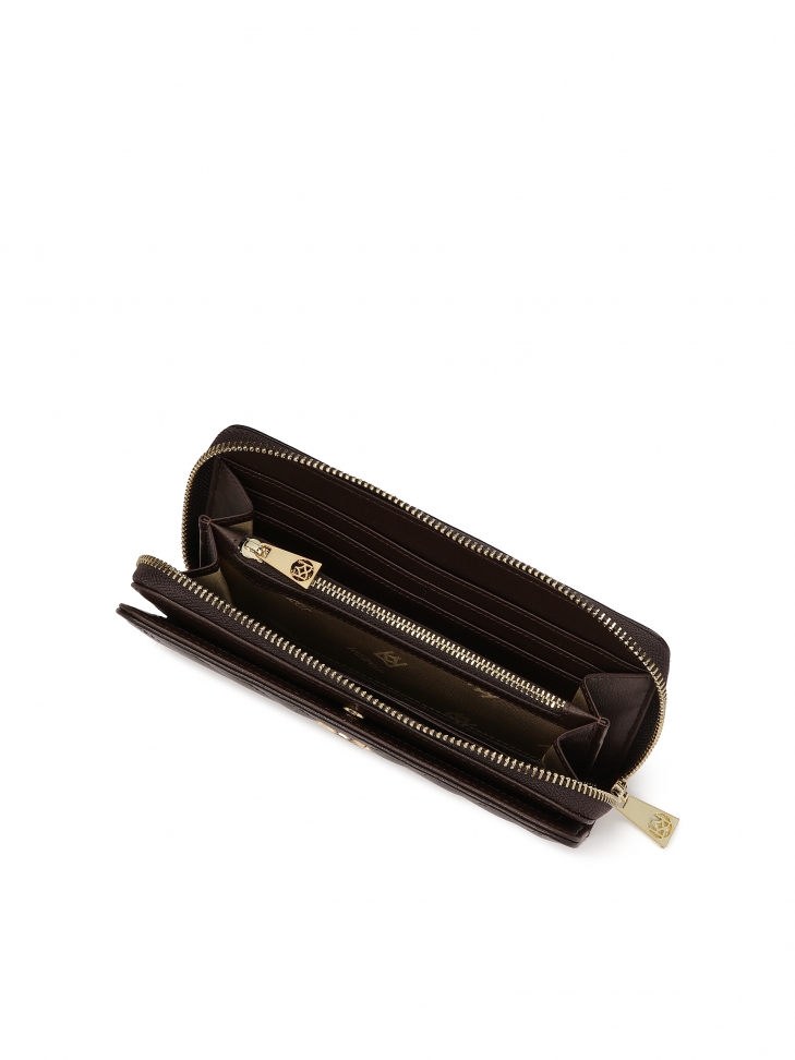 Cartera marrón oscuro con acolchado y logotipo KAZAR ROLETTE