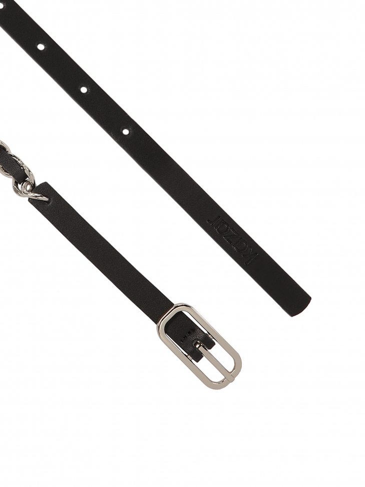 Cinturón estrecho de cuero con cadena de metal REEVES