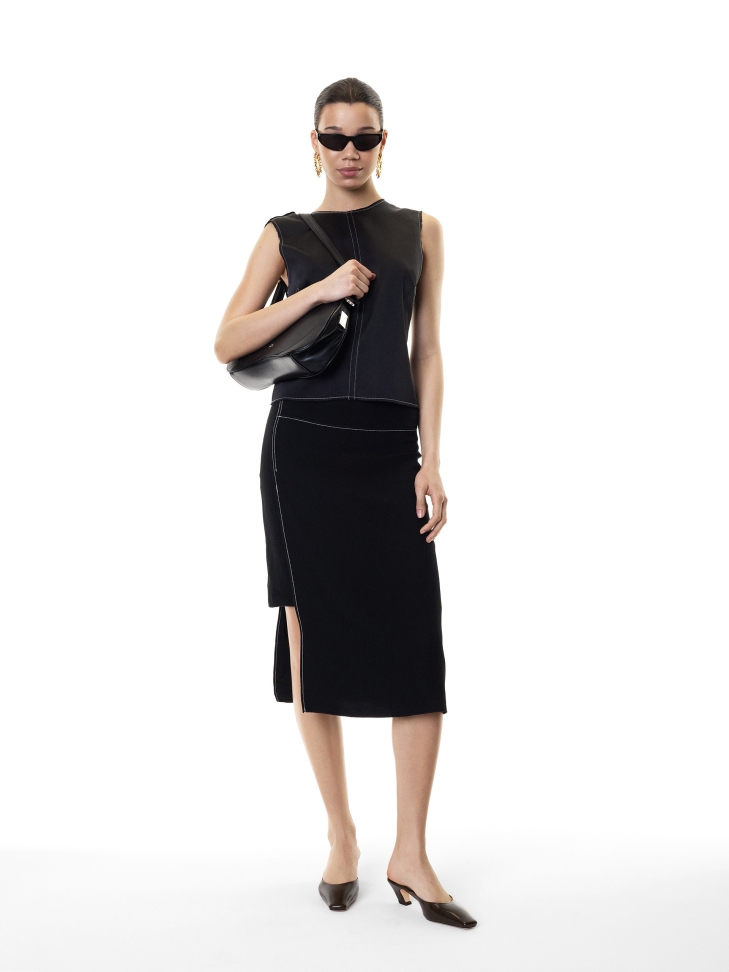 Bolso baguette negro con monograma KS ADORI