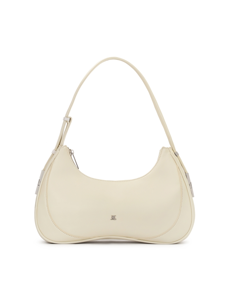 Bolso baguette crema con herrajes plateados KS ADORI