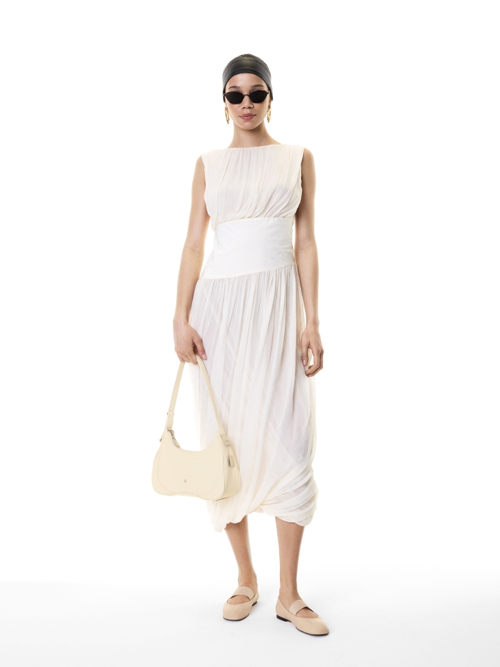 Bolso baguette crema con herrajes plateados KS ADORI