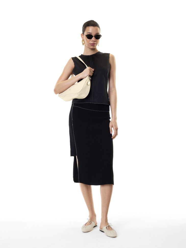 Bolso baguette crema con herrajes plateados KS ADORI