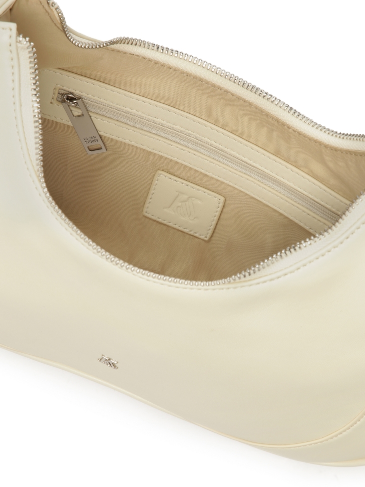 Bolso baguette crema con herrajes plateados KS ADORI