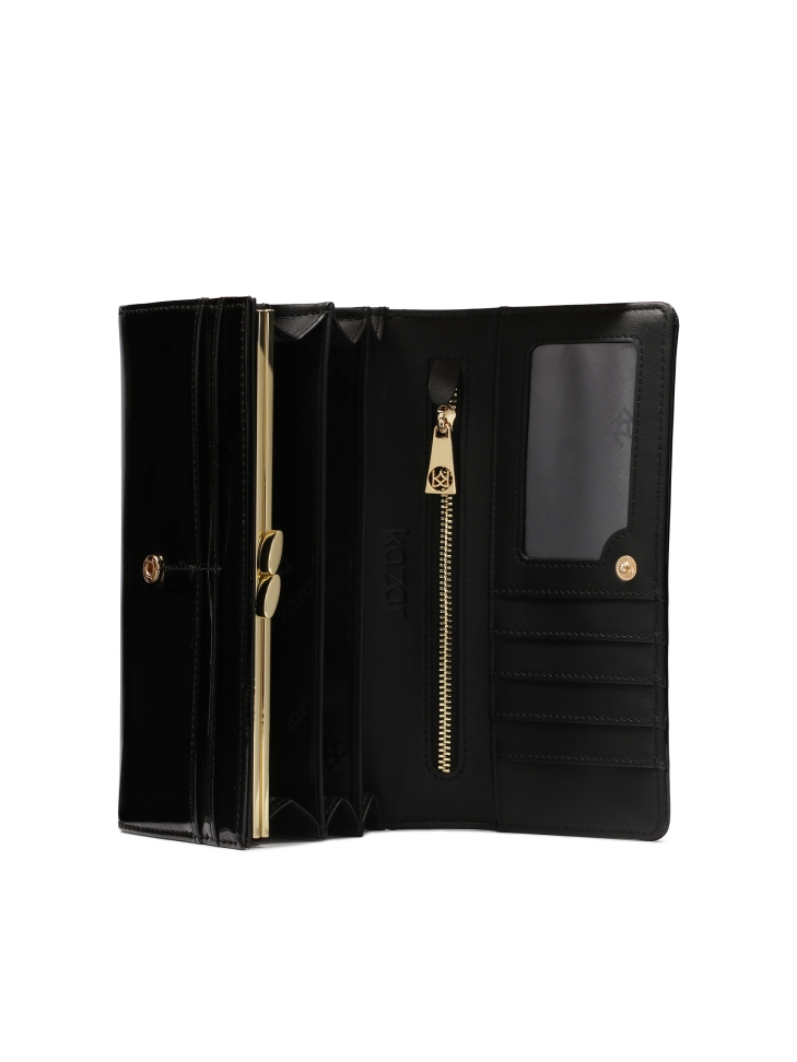 Cartera negra de charol con adorno de joya JOLENE