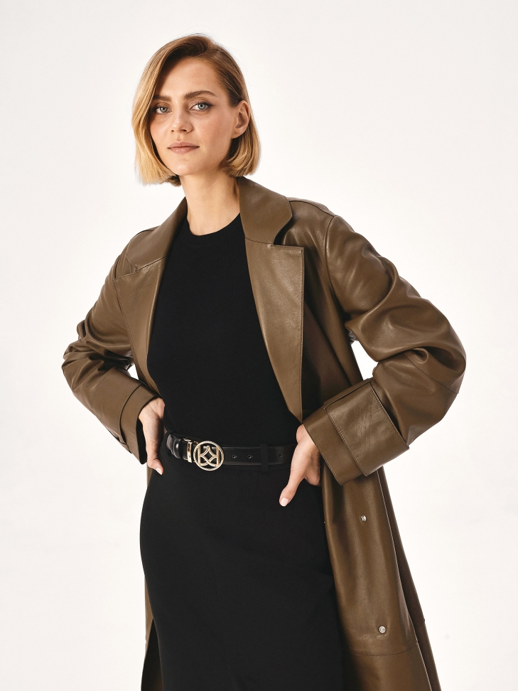 Cinturón de piel de doble cara con hebilla redonda MANITA