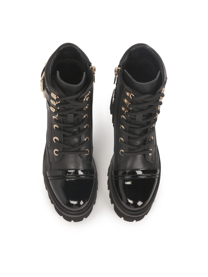 Botas de piel con elementos de charol TORRA