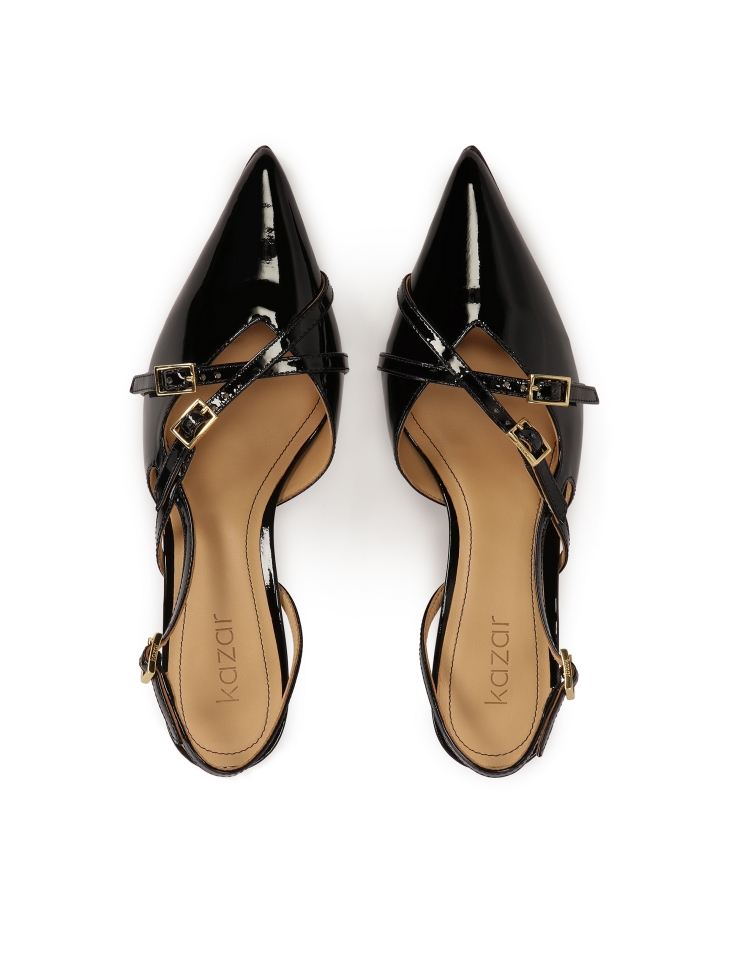 Zapatos de tacón abiertos de charol negro LIZA