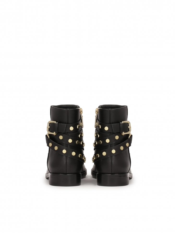 Botas negras con strass sobre suela plana  SARINA