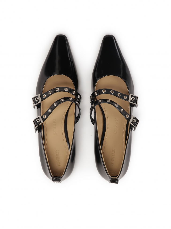 Bombas negras de suela plana con dos correas  KS AVENUE