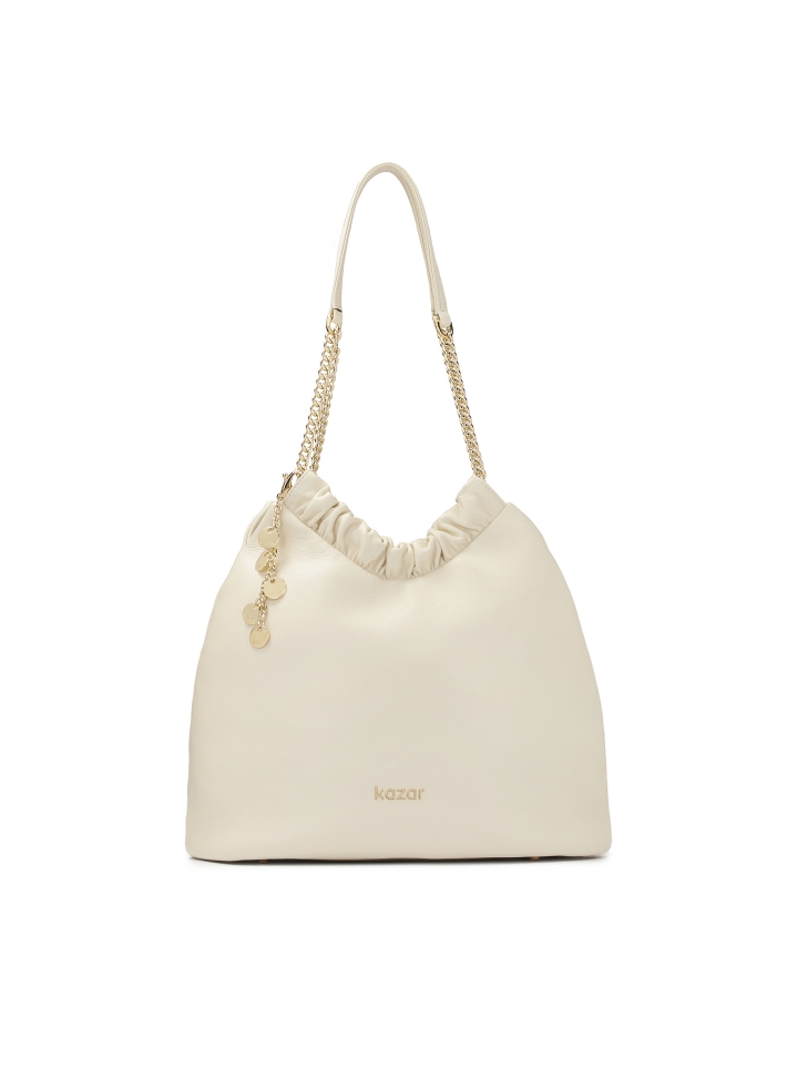 Bolso crema de corte holgado con dos asas SOLENE