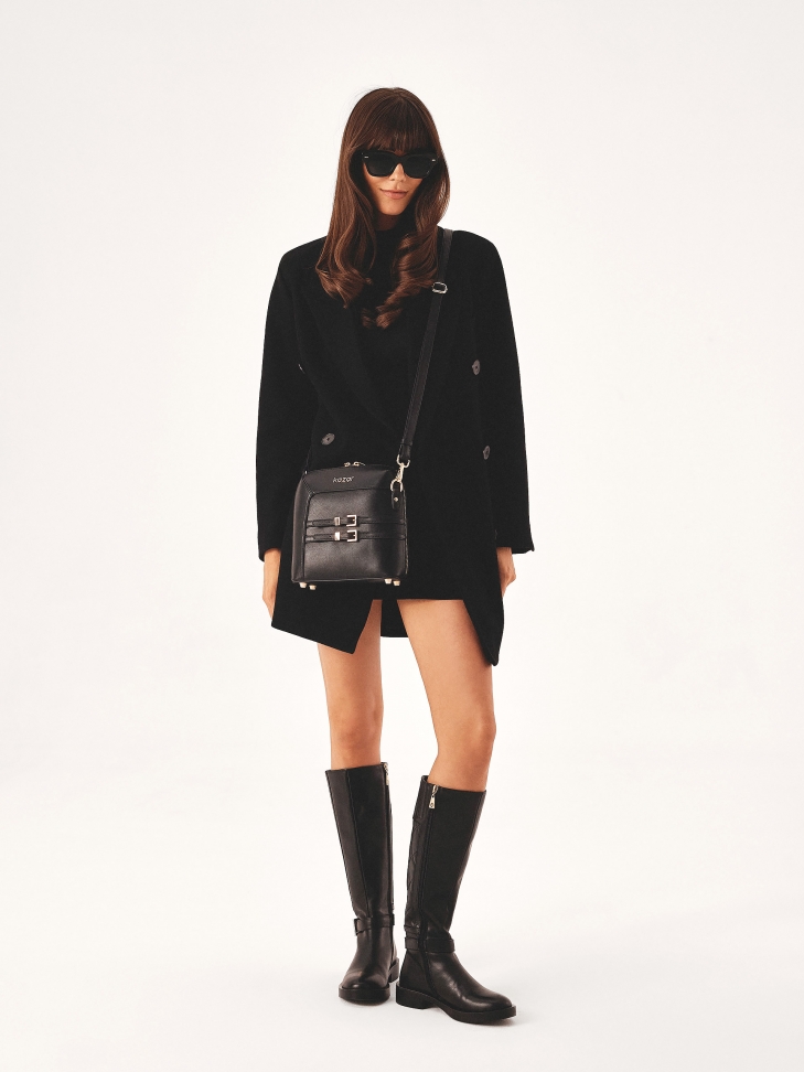 Bolso negro pequeño con cremallera bipolar CARIN