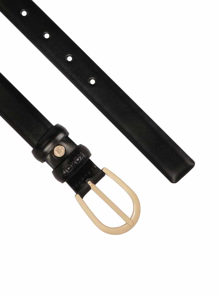 Cinturón negro estrecho con hebilla redondeada ROANA