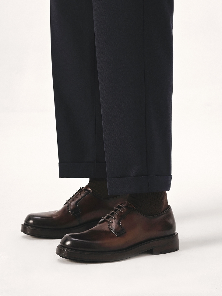 Zapatos derby marrones de piel natural HENRYST