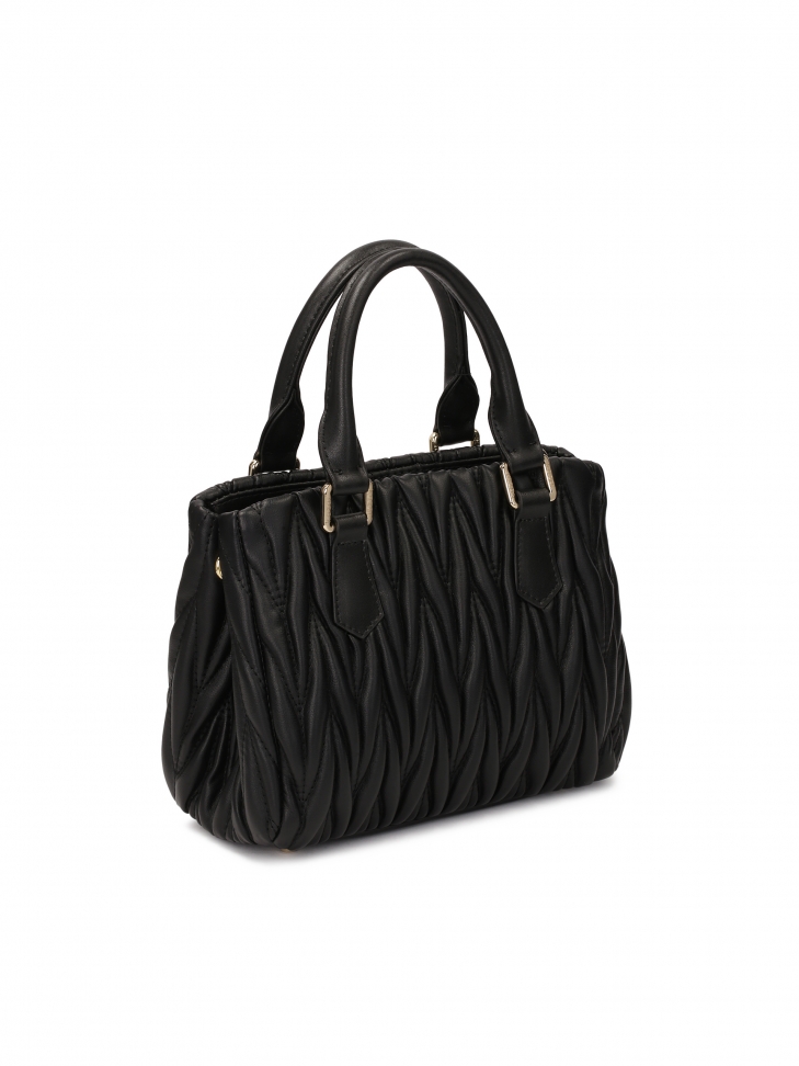 Llamativo bolso negro con dos asas y correa SAMIA